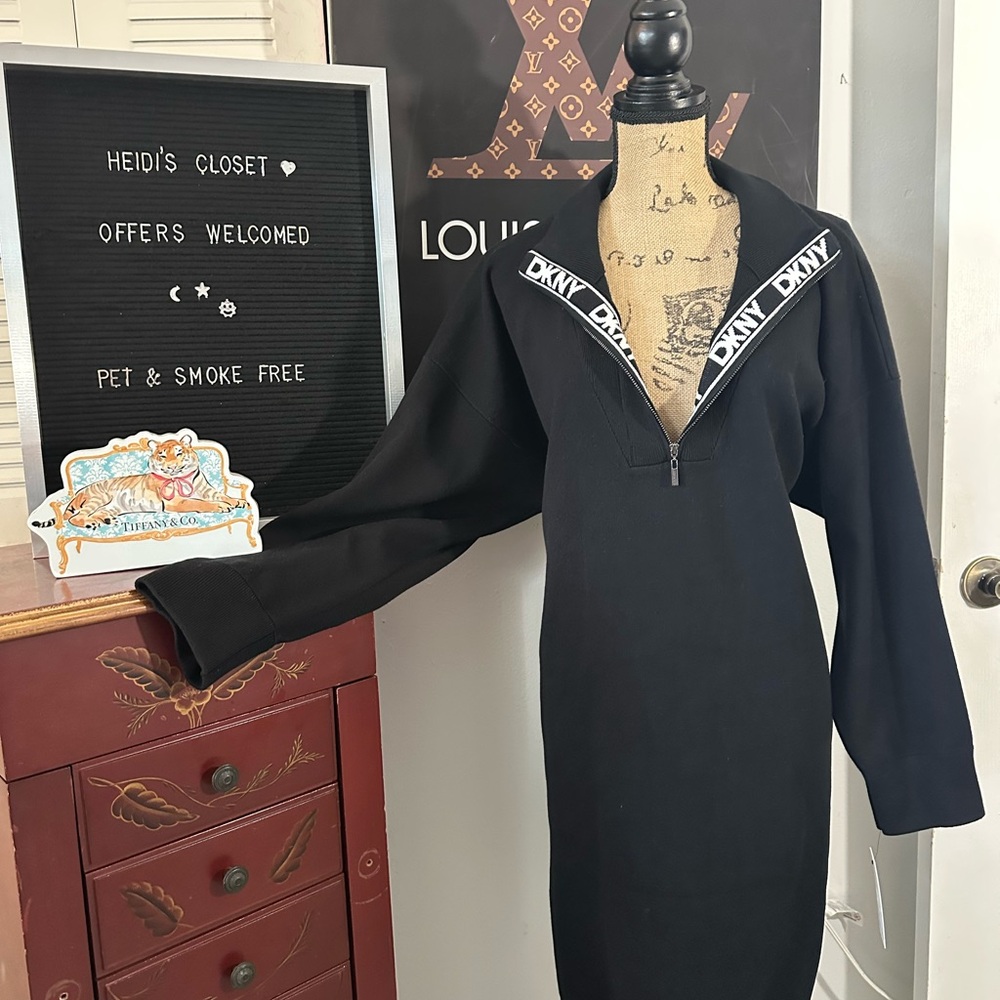 🆕DKNY Black/White Sweater Dress - Picture 3 of 17